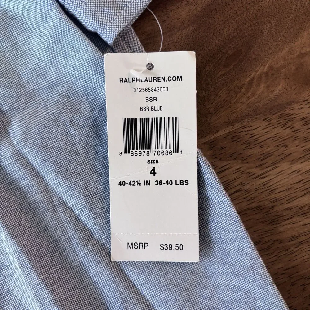 NWT Ralph Lauren Girls Oxford Shirt Sz 4 Preppy Classic Old Money Coastal Luxury